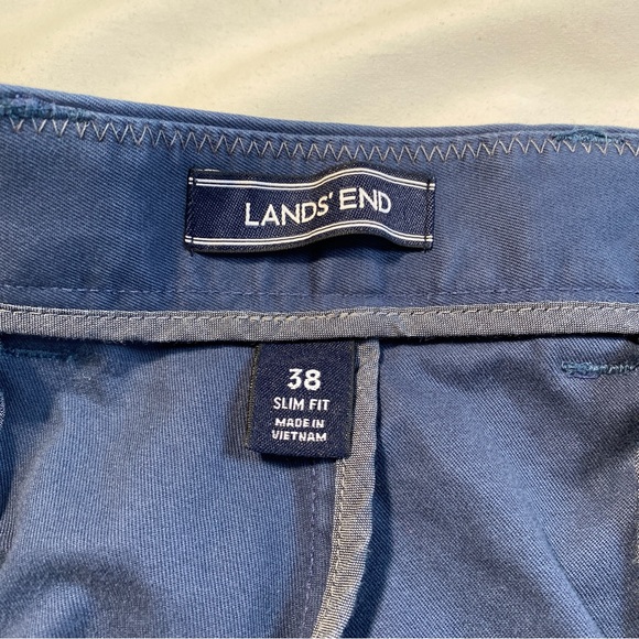 Lands End Slim Fit Navy Blue Trousers Size 38 Waist 33 inch Inseam - Picture 4 of 9